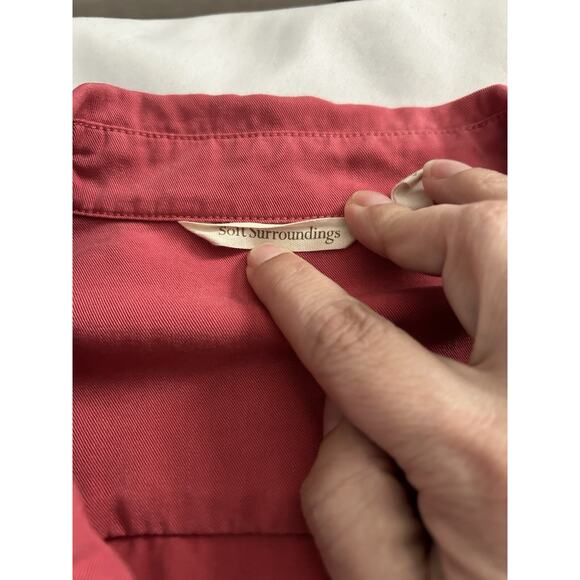 Soft Surroundings Asymmetric Button Roll Tab Blouse Womens Size XL Coral Boho - Picture 4 of 8